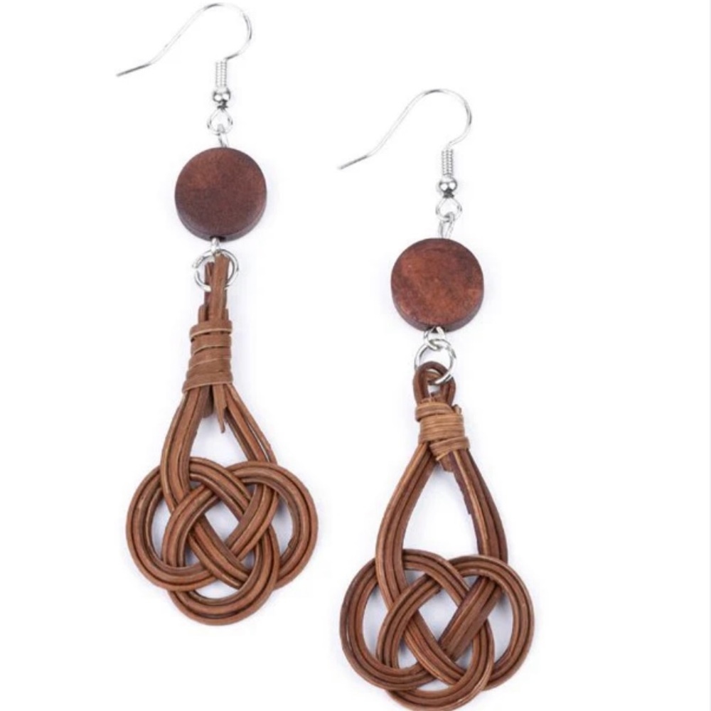 Paparazzi Brown Knot Earrings